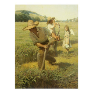 NC Wyethによる農場に戻るヴィンテージの農家、 ポスター