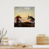 NC Wyethによる「アーサー王とモルデッド卿の死」 ポスター (キッチン)