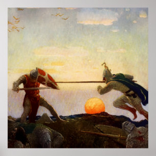 NC Wyethによる「アーサー王とモルデッド卿の死」 ポスター