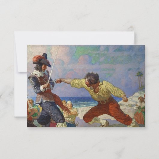 NC Wyethによる「ビーチ上のデュエル」 サンキューカード (正面)