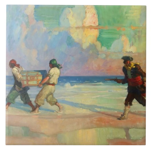 NC Wyethによる「宝を盗んで逃げる」 タイル (正面)