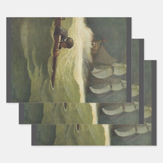 NC Wyethによる『海賊の末路』(コヴェナントの wreck)、ヴィンテージ ラッピングペーパーシート (セット)