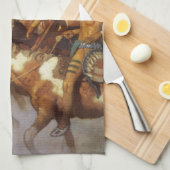 NC Wyethのヴィンテージ西部芸術、インディアンウォーパーティ キッチンタオル (四つ折り)