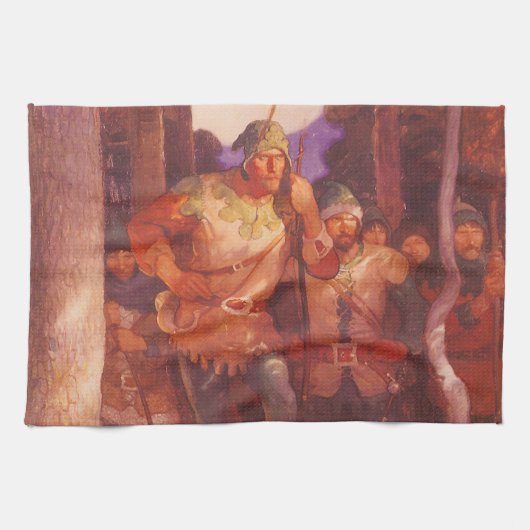 NC Wyethのヴィンテージ・ロビン・フッドと彼の陽気な仲間たち キッチンタオル (横)