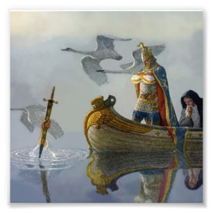 NC Wyethの「アーサー王が剣を奪う」 フォトプリント