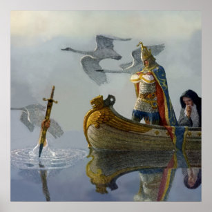 NC Wyethの「アーサー王が剣を奪う」 ポスター