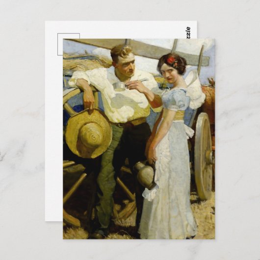 NC Wyethの「プレーリーカップルとワゴン」 ポストカード (正面/裏面)