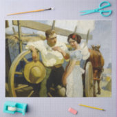 NC Wyethの「プレーリーカップルとワゴン」 薄葉紙 (クラフト)