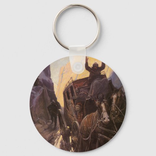 NC Wyethの『峡谷でのハイジャック』(ヴィンテージ・カウボーイズ) キーホルダー (正面)