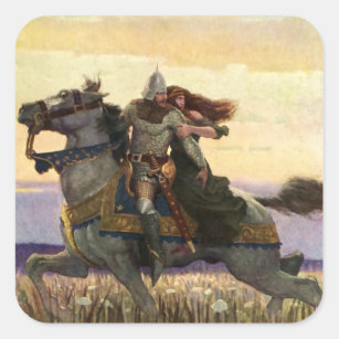 NC Wyethの「彼は遠くに女王と一緒に乗った」 スクエアシール