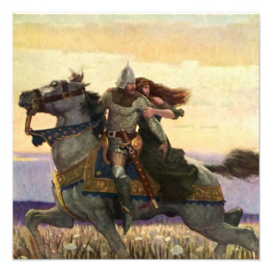 NC Wyethの「彼は遠くに女王と一緒に乗った」 フォトプリント
