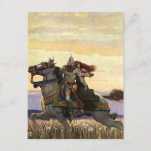 NC Wyethの「彼は遠くに女王と一緒に乗った」 ポストカード