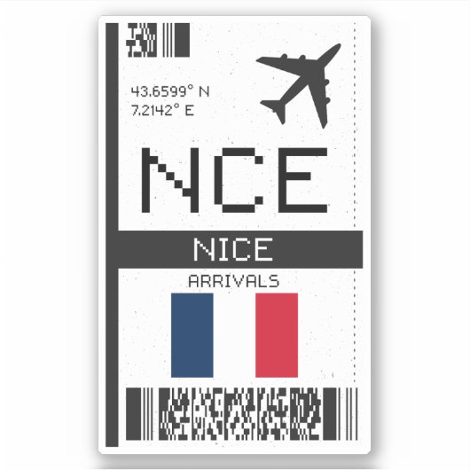 NCEニース、フランス搭乗券 – 空港旅行 シール (正面)