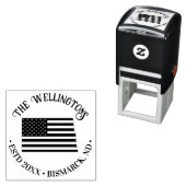 ND州マップストライプ星ファミリ名日付場所 セルフインキングスタンプ (インサイチュ)