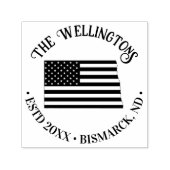 ND州マップストライプ星ファミリ名日付場所 セルフインキングスタンプ (デザイン)