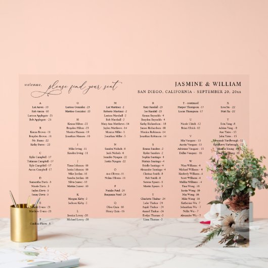 Ne Boho素朴フローラアルファベット座席表S アクリルサイン (ウェディング)