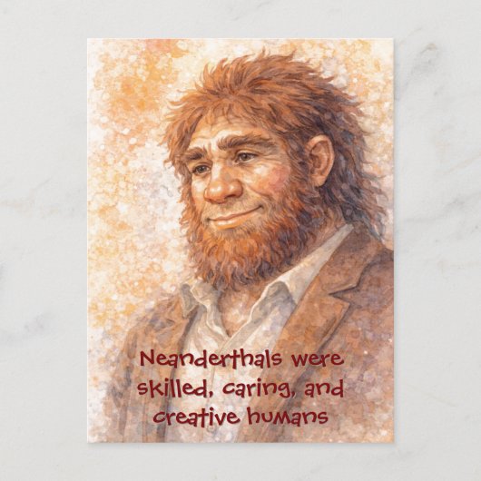 Neanderthal Portrait Watercolor Funny Postcard シーズンポストカード (正面)