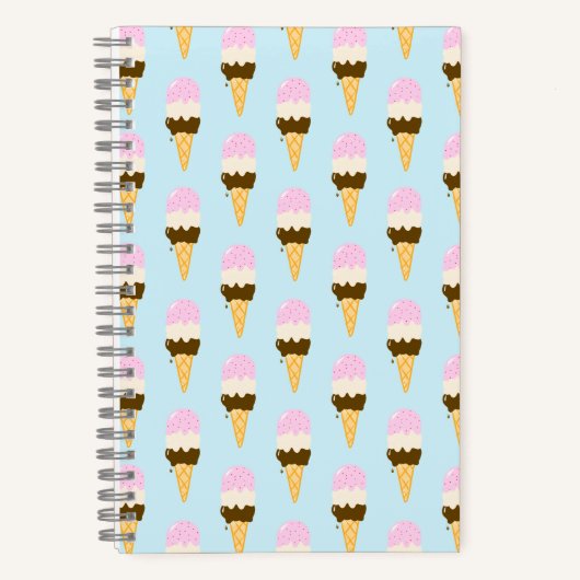 Neapolitan Ice Cream Cone Pattern ノートブック (正面)