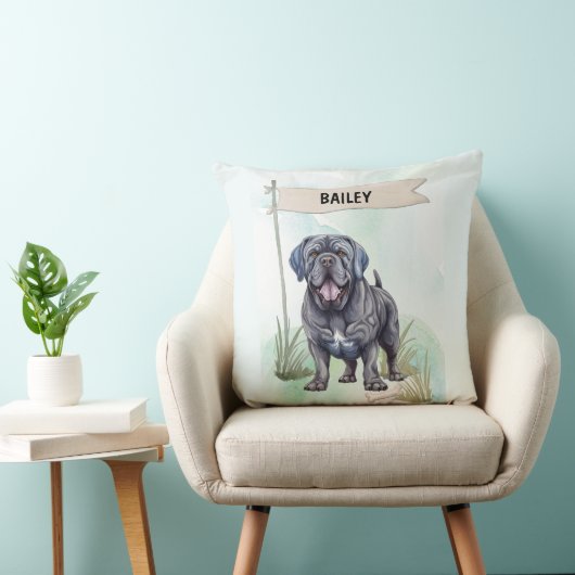Neapolitan Mastiff Watercolor Personalized Dog クッション (椅子)