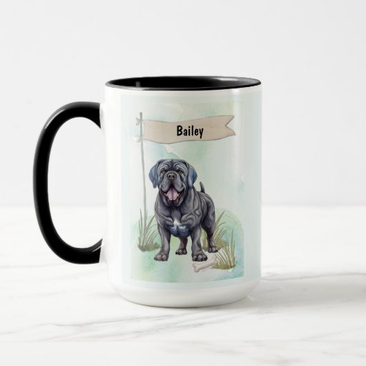 Neapolitan Mastiff Watercolor Personalized Dog マグカップ (左)