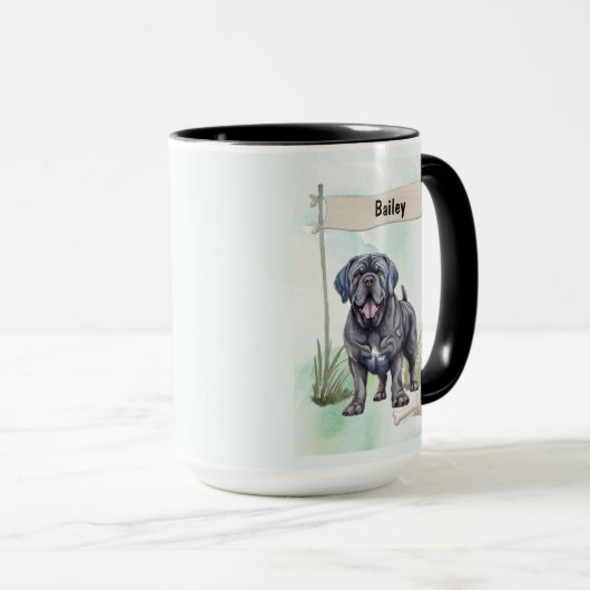Neapolitan Mastiff Watercolor Personalized Dog マグカップ (正面右)