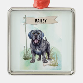 Neapolitan Mastiff Watercolor Personalized Dog メタルオーナメント