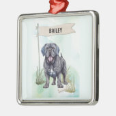 Neapolitan Mastiff Watercolor Personalized Dog メタルオーナメント (左)