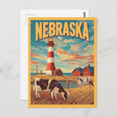 Nebraska Farm Vintage Travel ポストカード (正面/裏面)