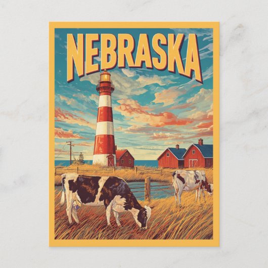 Nebraska Farm Vintage Travel ポストカード (正面)