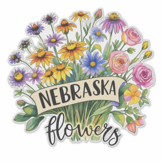 Nebraska Flowers - Nebraska Wild Flowers Bloom シール (正面)