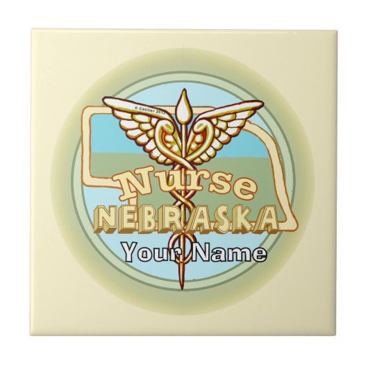Nebraska Nurse Caduceus Tile タイル (正面)