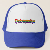 Nebraska Rainbow text Hat キャップ (正面)