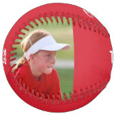 Nebraska Rouge Blanc Personnalisé 2 photos ソフトボール (正面左)