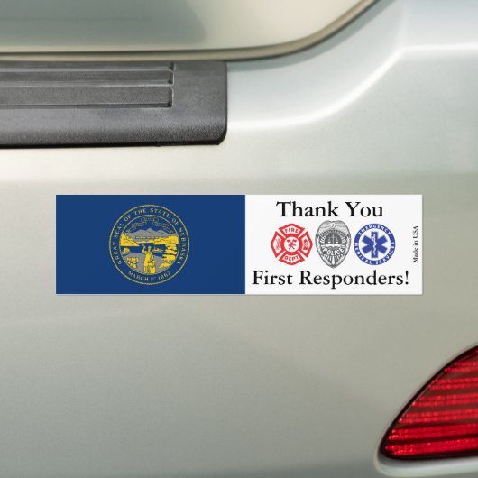 Nebraska Thank You First Responders バンパーステッカー (車上)