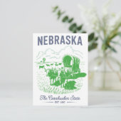 Nebraska The Cornhusker State Est. 1867 Oxen  ポストカード (スタンド正面)