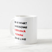 nebraska woman, awesome コーヒーマグカップ (正面左)