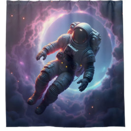 Nebula Drift: The Lone Explorer – Sci-Fi Space Art シャワーカーテン