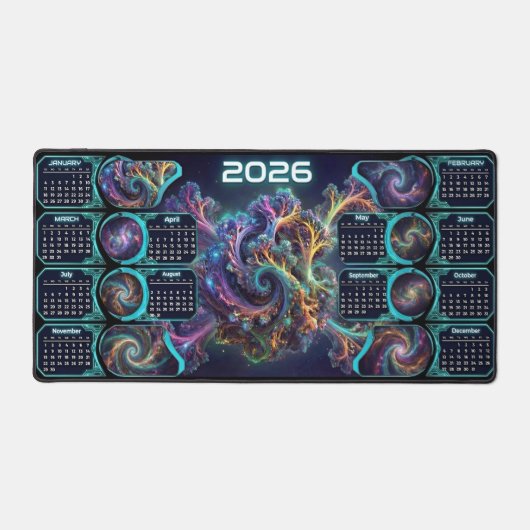 Nebula Nexus Command Mat – 2026 Galaxy Calendar  デスクマット (正面)