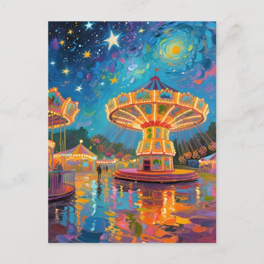 Nebula Night Carousel - Van Gogh Inspired Art ポストカード (正面)