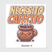Necesito Cafecito Cute Coffee Café Spanish シール (シート)