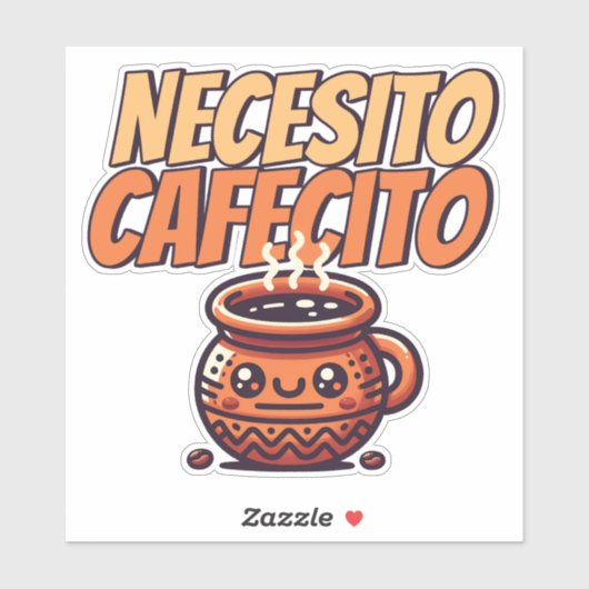 Necesito Cafecito Cute Coffee Café Spanish シール (シート)