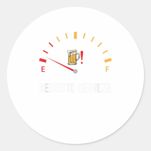 Necesito Cervezaおもしろいスペインの引用文 ラウンドシール (正面)