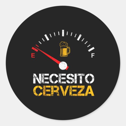 Necesito Cerveza Funny Quote Saying Spanish Beer L ラウンドシール (正面)