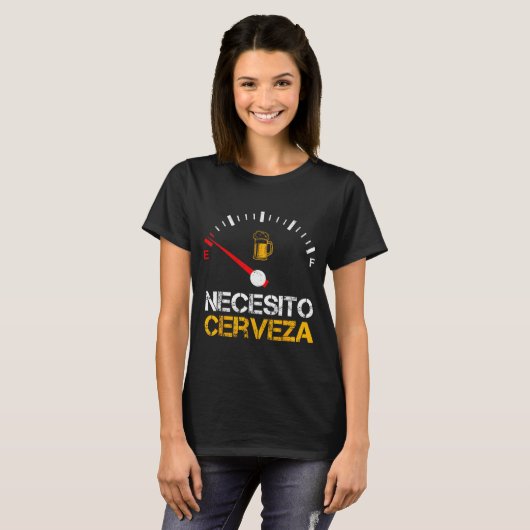 Necesito Cerveza Funny Quote Saying Spanish Beer L Tシャツ (正面フル)