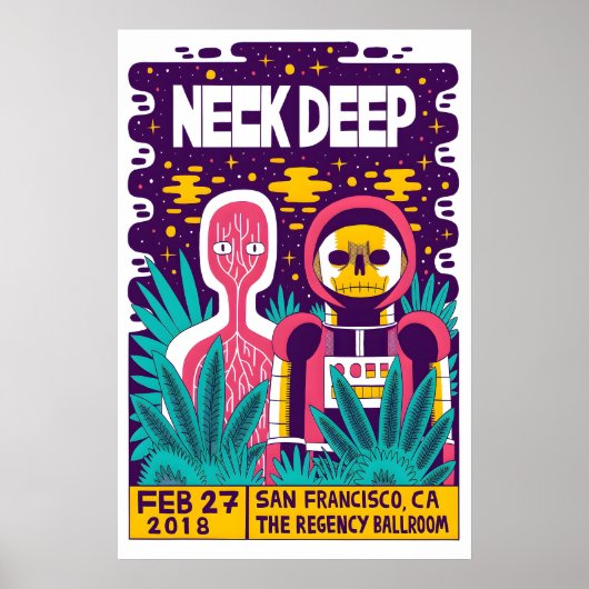 Neck Deep REPRODUCTION Gig Poster Matte  Art ポスター (正面)
