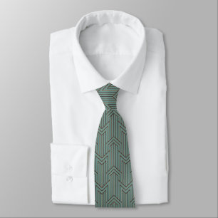 Neck Tie - Green Art Deco Design ネクタイ