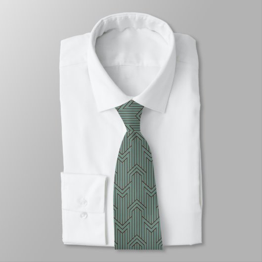 Neck Tie - Green Art Deco Design ネクタイ (タイ)