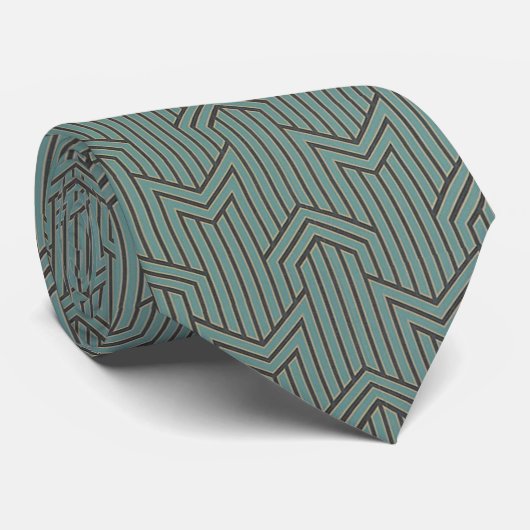 Neck Tie - Green Art Deco Design ネクタイ (ロール)