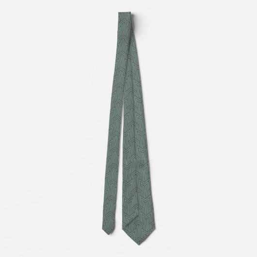Neck Tie - Green Art Deco Design ネクタイ (裏面)