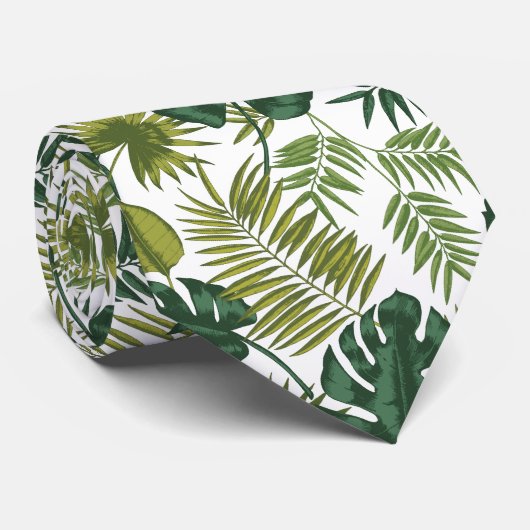 Neck tie with a tropical leaf pattern ネクタイ (ロール)